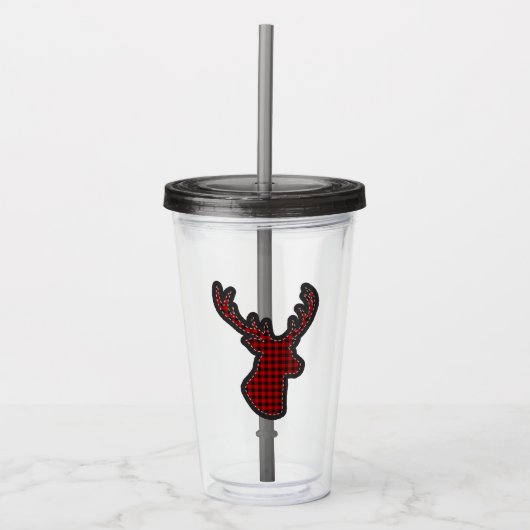 Buffalo Plaid Herten Scrapbook Motief Acryl Drinkbeker (Voorkant)