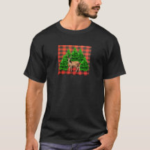 Buffalo Plaid Holiday Forest Deer T-Shirt