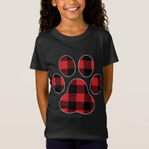 Buffalo Plaid Hond Pauw Hond Mam Papa Kerstmis T-shirt