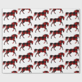 Buffalo Plaid Horse Rustiek Land Western Cadeaupapier (Vlak)