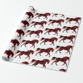 Buffalo Plaid Horse Rustiek Land Western Cadeaupapier (Uitgerold)