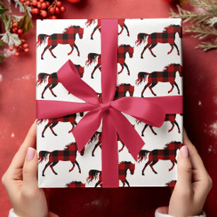 Buffalo Plaid Horse Rustiek Land Western Cadeaupapier