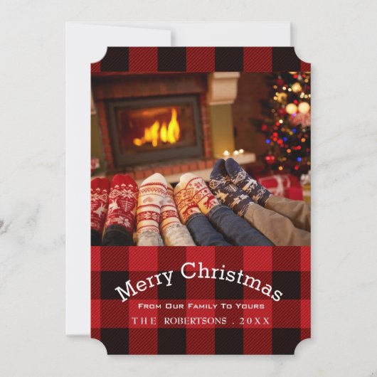 Buffalo plaid houthakker Land Kerstfoto Feestdagenkaart (Voorkant)