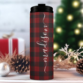 Buffalo Plaid Houthakker Onderschrift Script Naam Thermosbeker