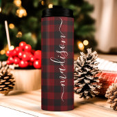 Buffalo Plaid Houthakker Onderschrift Script Naam Thermosbeker