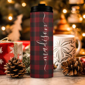Buffalo Plaid Houthakker Onderschrift Script Naam Thermosbeker