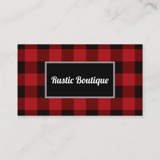 Buffalo plaid houthakker rustiek western land visitekaartje (Voorkant)