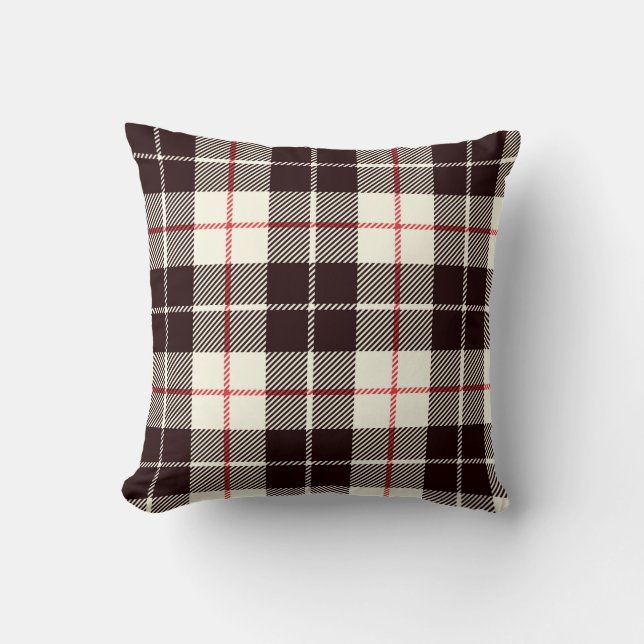 Buffalo Plaid in zwart, tan en rood Kussen (Voorkant)