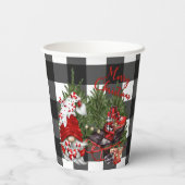 Buffalo Plaid Kabouter Kerst Papieren Bekers (Achterkant)