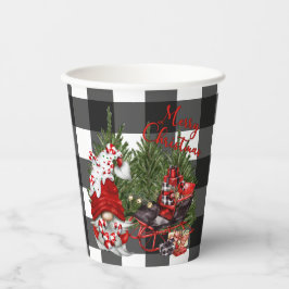 Buffalo Plaid Kabouter Kerst  Papieren Bekers
