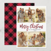 Buffalo Plaid Kalligrafie 4 Multi Photo Christmas