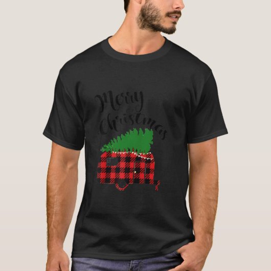 Buffalo plaid kamp trailer vrolijke kerst met xm t-shirt (Voorkant)