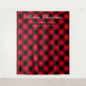 Buffalo Plaid Kerst Foto Booth Achtergrond Wandkleed (Voorkant)