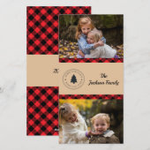 Buffalo Plaid Kerst Fotokaart Feestdagenkaart (Voorkant / Achterkant)
