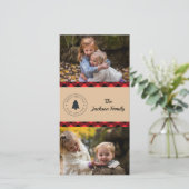 Buffalo Plaid Kerst Fotokaart Feestdagenkaart (Staand voorkant)