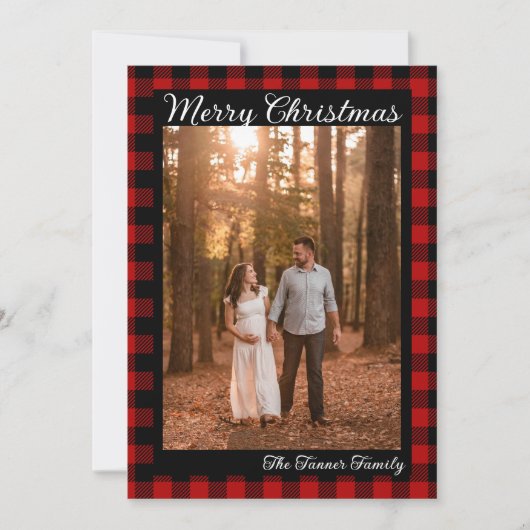 Buffalo Plaid Kerst Kaart (Voorkant)