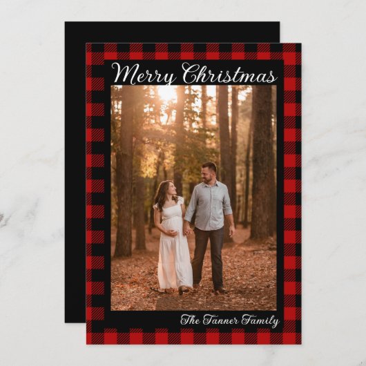 Buffalo Plaid Kerst Kaart (Voorkant / Achterkant)
