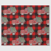 Buffalo Plaid Kerst Truck Rustiek Land Cadeaupapier (Vlak)