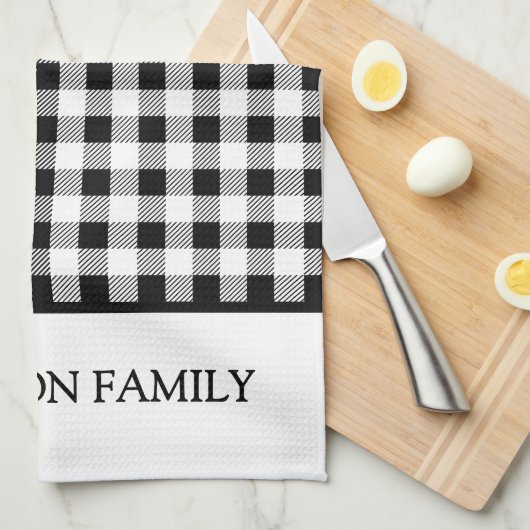 Buffalo Plaid Kerst Zwart Wit Theedoek (Quarter Fold)