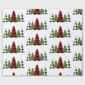 Buffalo plaid kerstbomen cadeaupapier (Vlak)