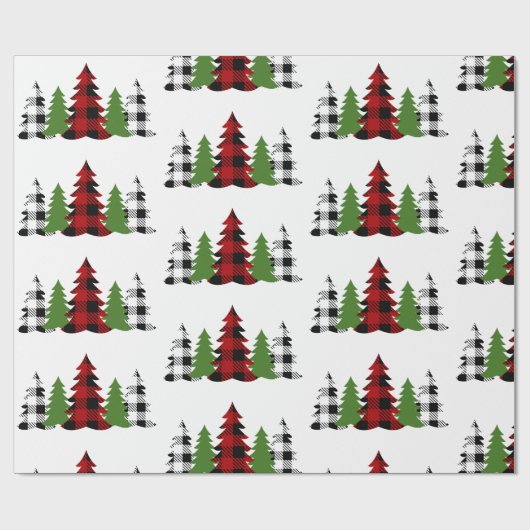 Buffalo plaid kerstbomen cadeaupapier (Vlak)