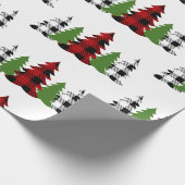 Buffalo plaid kerstbomen cadeaupapier (Hoek)