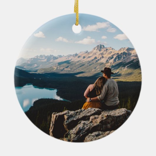 Buffalo Plaid Kerstboom Kraft Foto Keramisch Ornament (Achterkant)