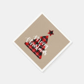 Buffalo Plaid Kerstboom Kraft Monogram Servet (Hoek)