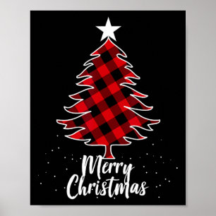 Buffalo plaid kerstboom t-shirt voor mama vader en poster