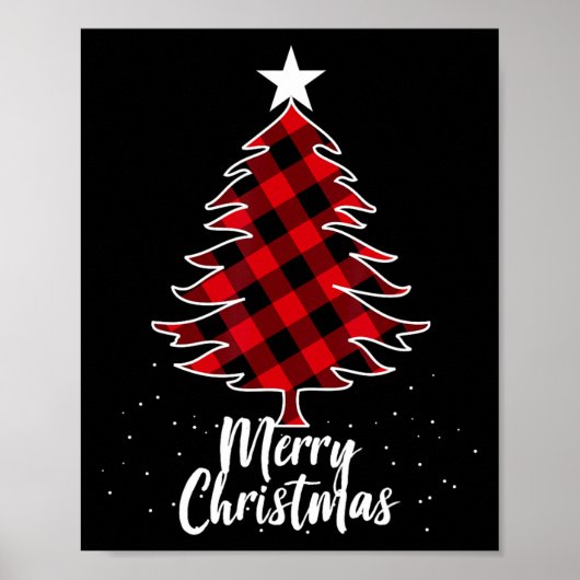 Buffalo plaid kerstboom t-shirt voor mama vader en poster (Voorkant)