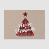 Buffalo Plaid Kerstboom Vakantie Wrapping Tissuepapier (Voorkant)