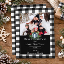 Buffalo Plaid Kerstcadeau Foto | Blauw