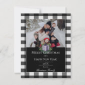 Buffalo Plaid Kerstcadeau Foto | Paars Feestdagenkaart (Voorkant)