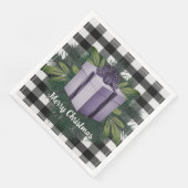 Buffalo Plaid Kerstcadeau | Paars Servet (Hoek)