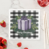 Buffalo Plaid Kerstcadeau | Paars Servet (Insitu)