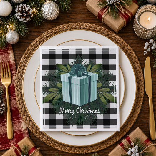Buffalo Plaid Kerstcadeau | Turquoise Servet