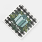 Buffalo Plaid Kerstcadeau | Turquoise Servet (Hoek)
