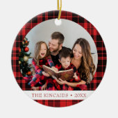 Buffalo Plaid Kerstfoto Keepsake Ornament (Voorkant)