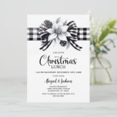Buffalo Plaid Kerstlunch Kaart (Staand voorkant)