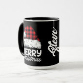Buffalo Plaid Kerstmannenhoed met Aanpasbare Naam Mok (Voorkant links)