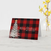 Buffalo plaid Kerstmis Kaart (Gele Bloem)