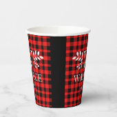Buffalo Plaid Kerstmis monogram pasgetrouwde foto Papieren Bekers (Links)