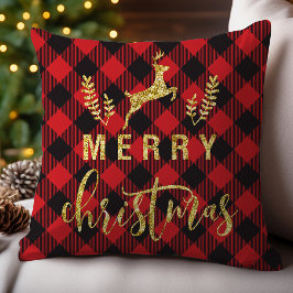 Buffalo Plaid Kerstmis Rendier Glitter Kussen