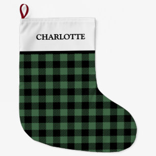 Buffalo Plaid Kerstmis Zwart Groen Grote Kerstsok