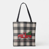 Buffalo Plaid Kerstwinkel Boodschappentas Tote Bag (Achterkant)