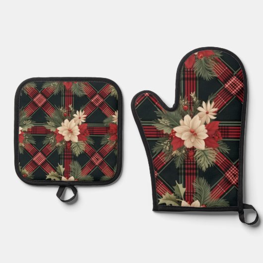 Buffalo Plaid Keuken Accessoireset Ovenwant & Pannenlap Set (Voorkant)
