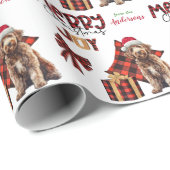 Buffalo Plaid Labradoodle Hond Kerstmis Cadeaupapier (Rol Hoek)