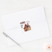 Buffalo Plaid Labrador Retriever Puppy Kerstmis Vierkante Sticker (Envelop)