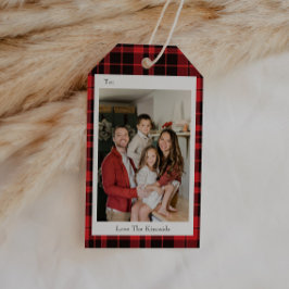 Buffalo Plaid Landelijke Kerstcadeautag Cadeaulabel