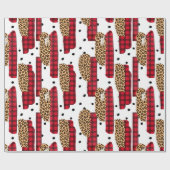 Buffalo Plaid & Leopard Print Kerstverpakking Cadeaupapier (Vlak)